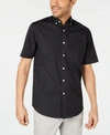 Club Room Men's Micro Dot Print Stretch Cotton Shirt, Created For Macy's In Black