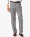 DOCKERS MEN'S EASY CLASSIC PLEATED FIT KHAKI STRETCH PANTS
