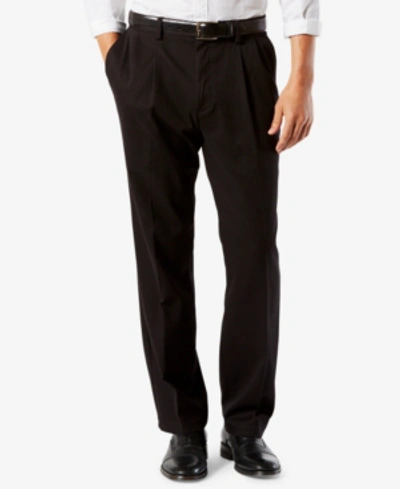 Dockers Men's Big & Tall Easy Classic Pleated Fit Khaki Stretch Pants In Black