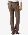Dockers Easy Khaki With Stretch Mens Comfort Waistband Classic Fit Pleated Pant In Dark Pebble