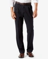 Dockers Men's Easy Classic Pleated Fit Khaki Stretch Pants In  Navy