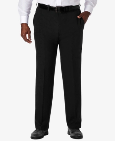 Haggar Men's Big & Tall Cool 18 Pro Classic-fit Expandable Waist Flat Front Stretch Dress Pants In Black