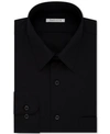 Van Heusen Men's Big & Tall Classic/regular Fit Wrinkle Free Poplin Solid Dress Shirt In Black