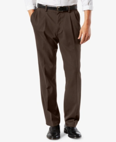 Dockers Men's Easy Classic Pleated Fit Khaki Stretch Pants In Coffee Bean