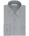 Van Heusen Men's Big & Tall Classic/regular Fit Wrinkle Free Poplin Solid Dress Shirt In Greystone