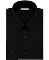 Van Heusen Men's Big & Tall Classic/regular Fit Wrinkle Free Poplin Solid Dress Shirt In Black