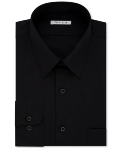 Van Heusen Men's Big & Tall Classic/regular Fit Wrinkle Free Poplin Solid Dress Shirt In Black