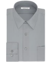 Van Heusen Men's Big & Tall Classic/regular Fit Wrinkle Free Poplin Solid Dress Shirt In Greystone