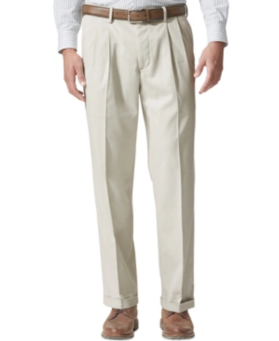 Dockers Men's Big & Tall Easy Classic Pleated Fit Khaki Stretch Pants In Light Beige