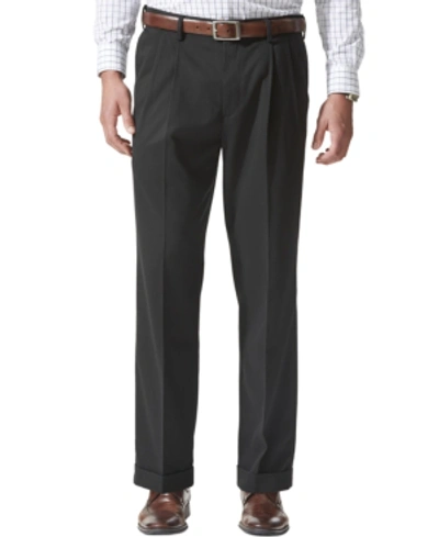 Dockers Men's Comfort Relaxed Pleated Cuffed Fit Khaki Stretch Pants In Black