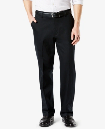 Dockers Men's Signature Lux Cotton Relaxed Fit Creased Stretch Khaki Pants In Black