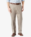 Dockers Men's Signature Lux Cotton Classic Fit Pleated Creased Stretch Khaki Pants In Timber Wolf