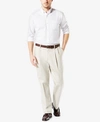 Dockers Men's Signature Lux Cotton Classic Fit Pleated Creased Stretch Khaki Pants In Cloud