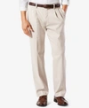Dockers Men's Big & Tall Easy Classic Pleated Fit Khaki Stretch Pants In Light Beige