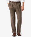 Dockers Easy Khaki With Stretch Mens Comfort Waistband Classic Fit Pleated Pant In Medium Brown