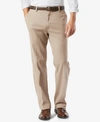 Dockers Men's Signature Lux Cotton Relaxed Fit Pleated Creased Stretch Khaki Pants In Dark Beige