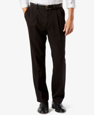 Dockers Men's Big & Tall Easy Classic Pleated Fit Khaki Stretch Pants In Black