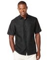 CUBAVERA MEN'S BIG AND TALL EMBROIDERED PANEL 4-POCKET GUAYABERA SHIRT