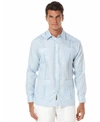 Cubavera Men's 100% Linen Long Sleeve 4 Pocket Guayabera Shirt In Cashmere Blue