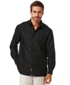Cubavera Men's 100% Linen Long Sleeve 4 Pocket Guayabera Shirt In Jet Black
