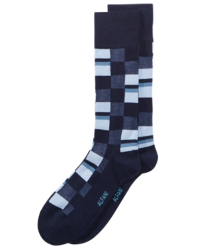 Alfani Men's Mosaic Boxes Dress Socks, Created For Macy's In Blue