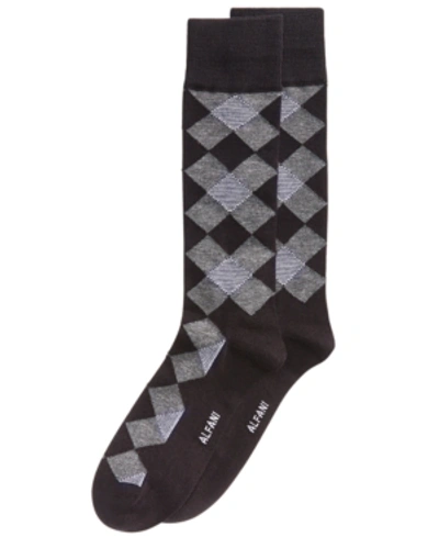 Alfani Men's Diamond Dress Socks, Created For Macy's In Black Grey