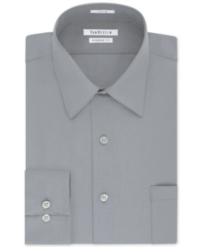 Van Heusen Men's Big & Tall Classic/regular Fit Wrinkle Free Poplin Solid Dress Shirt In Grey