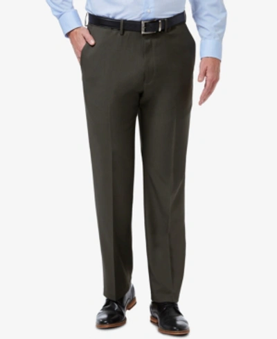 Haggar Men's Premium Comfort Stretch Classic-fit Solid Flat Front Dress Pants In Charcoal