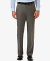 Haggar Men's  Cool 18 Pro Classic-fit Expandable Waist Flat Front Stretch Dress Pants In Charcoal Heather
