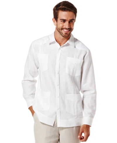 Cubavera Men's 100% Linen Long Sleeve 4 Pocket Guayabera Shirt In Bright White