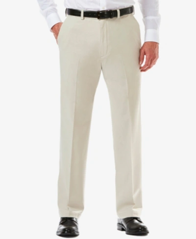 HAGGAR MEN'S HAGGAR COOL 18 PRO CLASSIC-FIT EXPANDABLE WAIST FLAT FRONT STRETCH DRESS PANTS