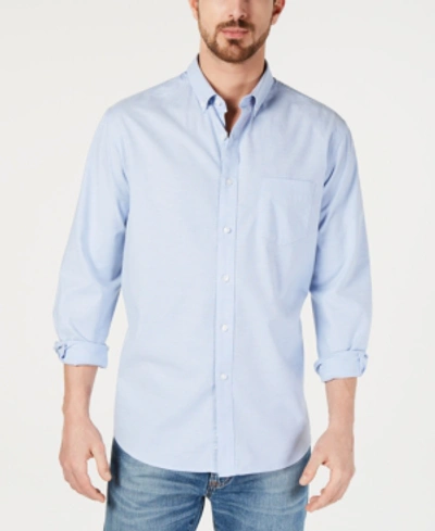 Club Room Men's Solid Stretch Oxford Cotton Shirt, Created For Macy's In Lupine Blue