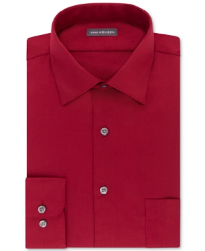 Van Heusen Men's Classic/regular Fit Stretch Wrinkle Free Sateen Dress Shirt In Red