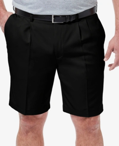 Haggar Men's Big & Tall Cool 18 Pro Classic-fit Stretch Pleated 9.5" Shorts In Black