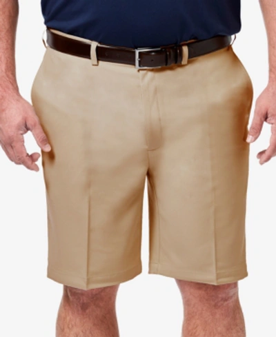 Haggar Men's Big & Tall Cool 18 Pro Classic-fit Stretch Flat-front 9.5" Shorts In Khaki