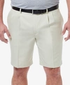 HAGGAR MEN'S BIG & TALL COOL 18 PRO CLASSIC-FIT STRETCH PLEATED 9.5" SHORTS