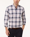 CLUB ROOM MEN'S PLAID STRETCH COTTON SHIRT WITH POCKET, CREATED FOR MACY'S