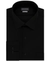 Van Heusen Men's Fitted Stretch Wrinkle Free Sateen Solid Dress Shirt In Black
