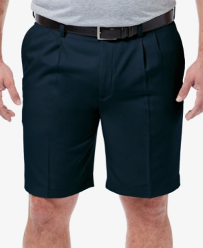 Haggar Men's Big & Tall Cool 18 Pro Classic-fit Stretch Pleated 9.5" Shorts In Navy