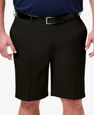 Haggar Men's Big & Tall Cool 18 Pro Classic-fit Stretch Flat-front 9.5" Shorts In Black
