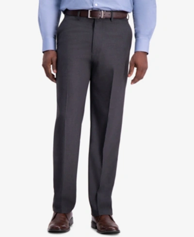 Haggar J.m.  Men's Straight-fit 4-way Stretch Flat-front Dress Pants In Dark Charcoal