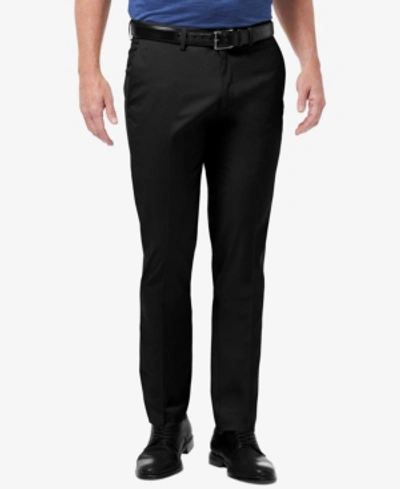 Haggar Men's Big & Tall Premium No Iron Khaki Classic-fit Pleated Hidden Expandable Waistband Pants In Black