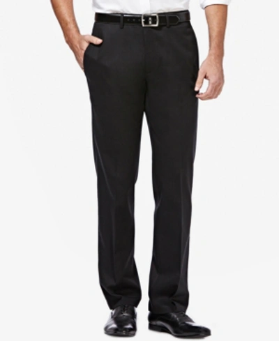 Haggar Men's Premium No Iron Khaki Straight-fit Stretch Flat-front Pants In Black