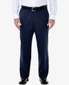 Haggar Men's Big & Tall Premium No Iron Khaki Classic Fit Flat Front Hidden Expandable Waistband Pants In Dark Navy