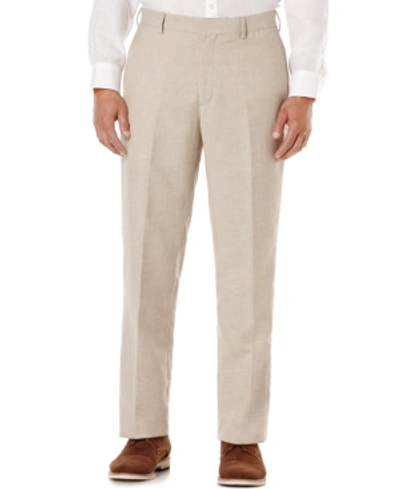 Cubavera Flat Front Easy Care Linen Pants In Khaki