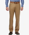 HAGGAR MEN'S PREMIUM NO IRON KHAKI STRAIGHT-FIT STRETCH FLAT-FRONT PANTS