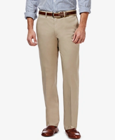 Haggar Men's Premium No Iron Khaki Straight-fit Stretch Flat-front Pants