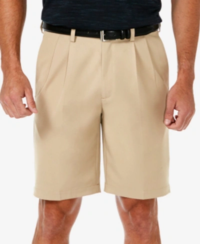 Haggar Men's Cool 18 Pro Classic-fit Stretch Pleated 9.5" Shorts In Khaki