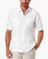 Cubavera Men's Big & Tall Short-sleeve 4-pocket 100% Linen Guayabera Shirt In Bright White
