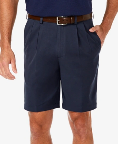 Haggar Men's Cool 18 Pro Classic-fit Stretch Pleated 9.5" Shorts In Navy